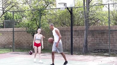 Alexis Rodriguez gets her tight pussy drilled hard by a big black cock in public during basketball game
