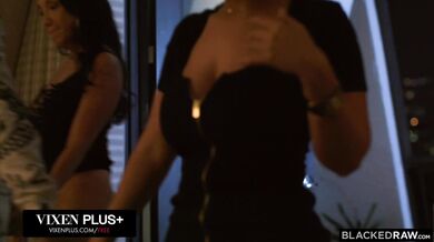 Two horny besties take turns devouring a huge BBC before getting filled up