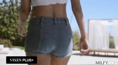 Millie Morgan handles a double dose of massive black wood as she gets drilled by two powerful studs