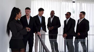 Real estate agent gets gangbanged by student Yasmina Khan with hardcore double penetration!